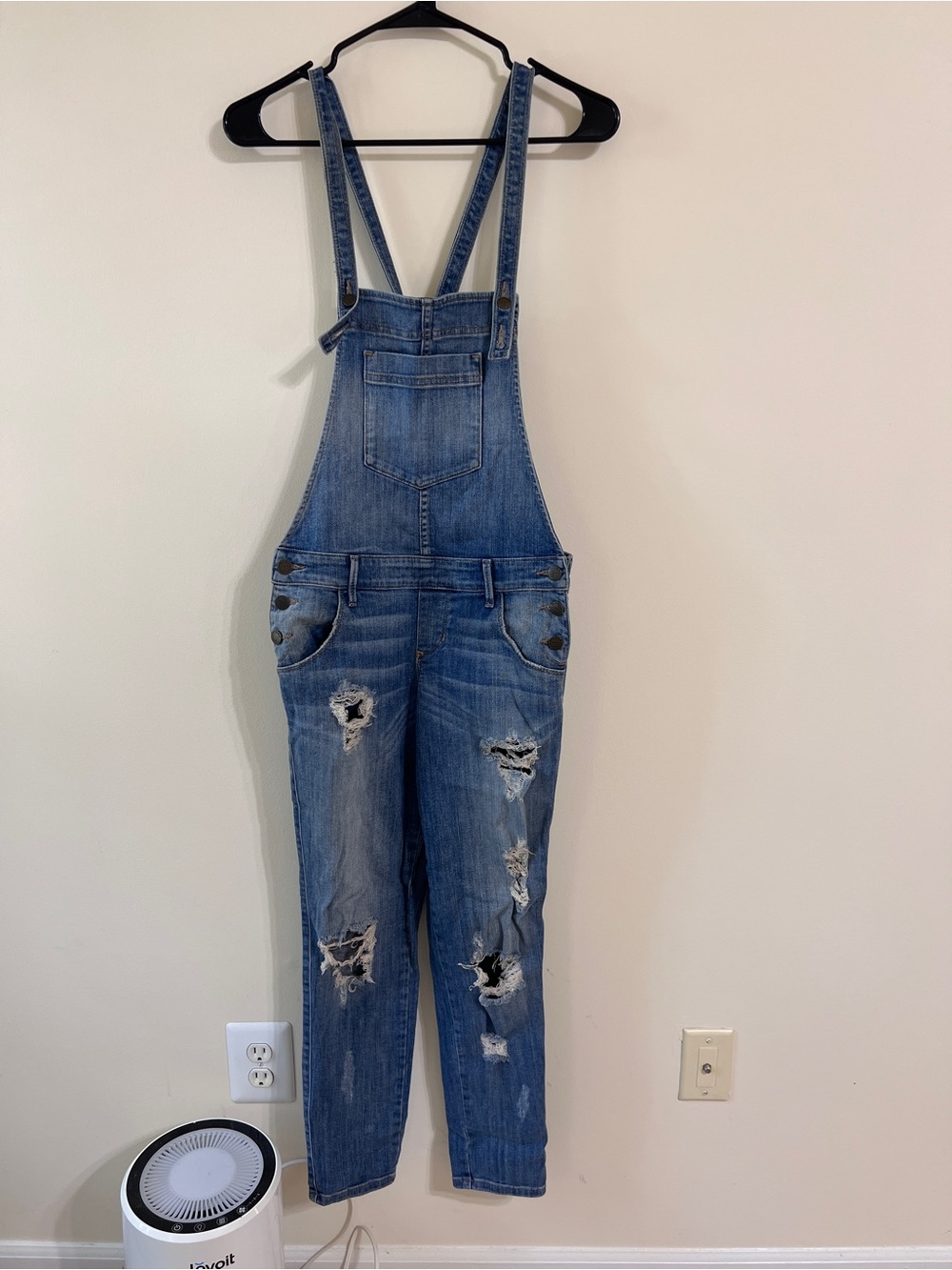 Vintage Guess Distressed Denim Overalls - Blue